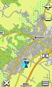 PDA Max Standort angezeigt auf der Garmin Freizeitkarte am Oregon 600t